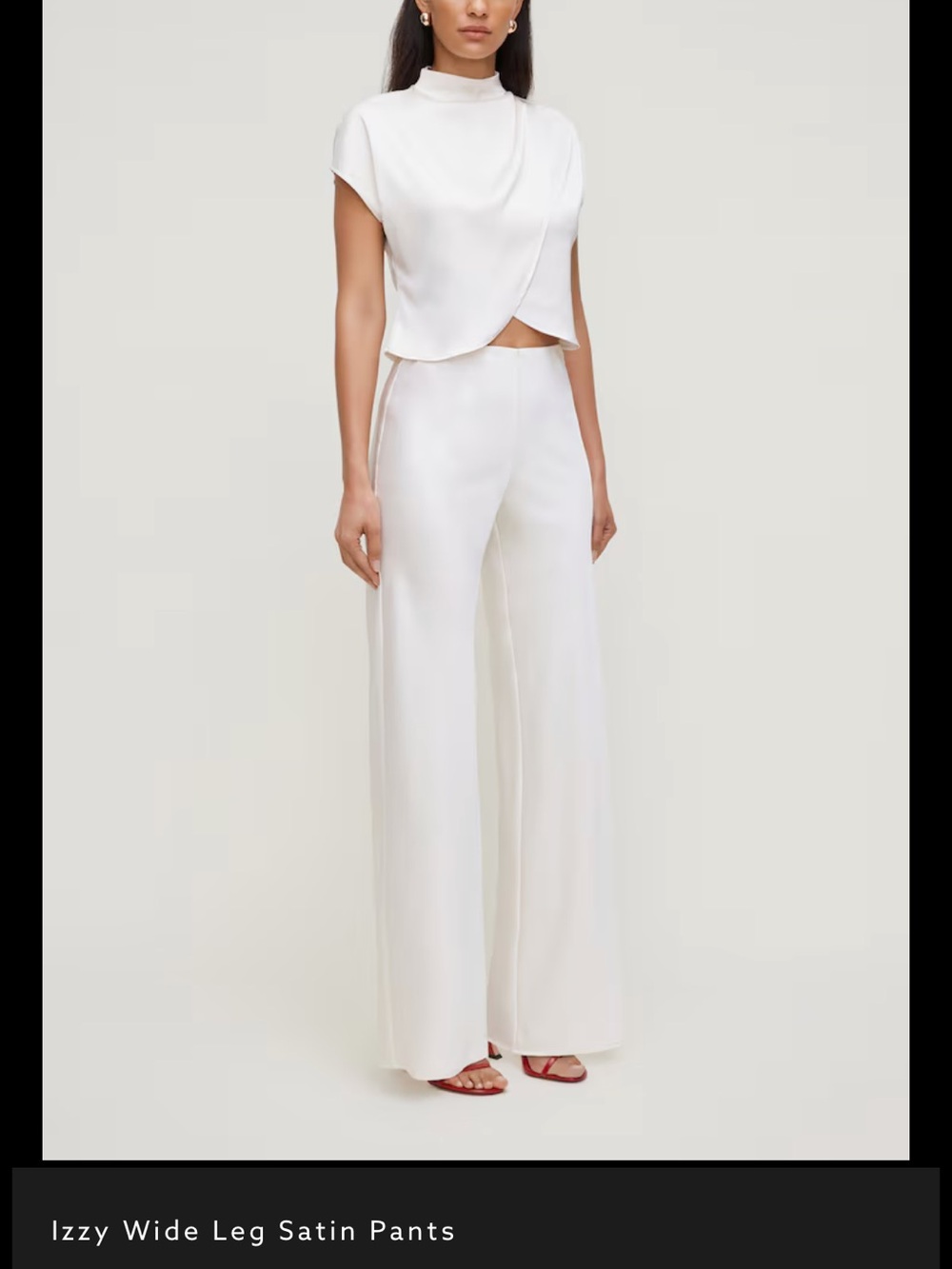 Dynamite Izzy Wide Leg Satin Pants in White